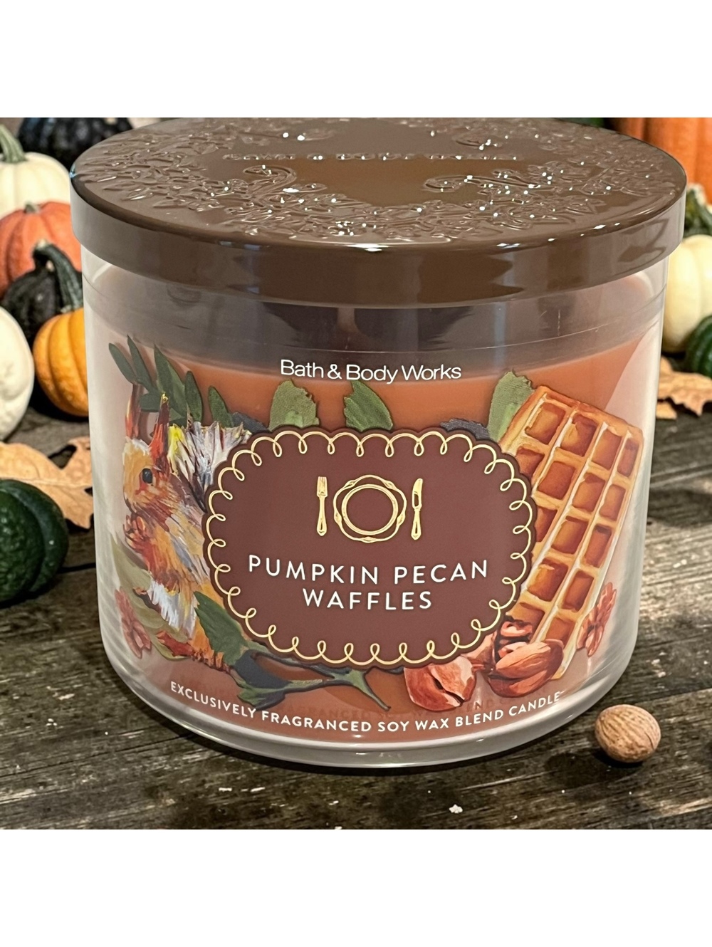 Bath & Body Works Pumpkin Pecan Waffles 3-Wick Candle 14.5 oz NEW Fall